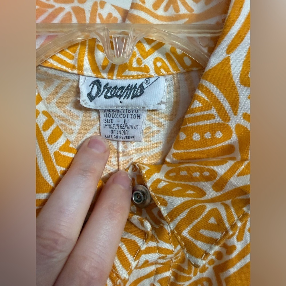 NWT Dreams Vintage 80s Cotton Romper Yellow Abstract Print Size Large L - Picture 2 of 6